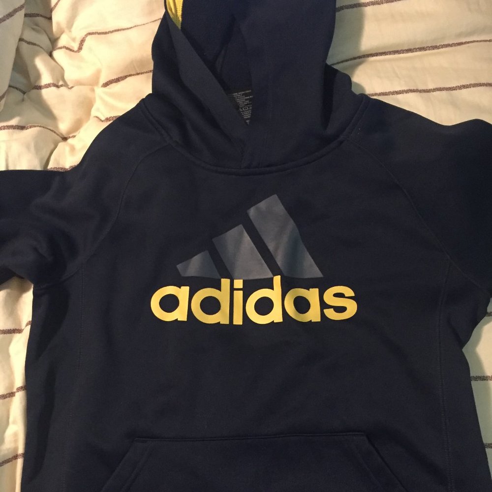 Navy Blue and Yellow Adidas Hoodie